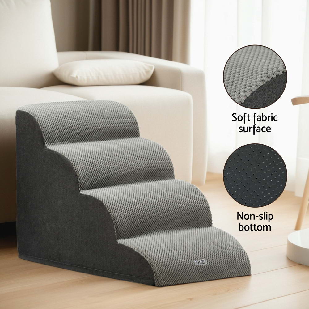 i.Pet Dog Ramp Steps Foam 4 Tier Pet Stairs For Bed Sofa Car Portable Indoor-4