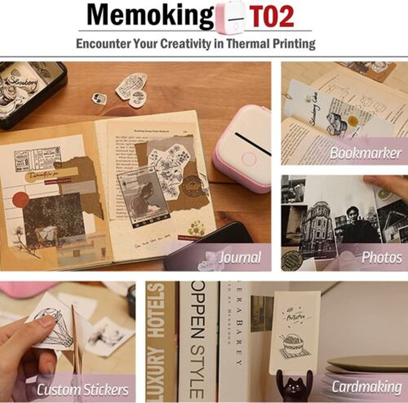 Mini Pocket Thermal Printer Bluetooth Wireless Photo Notes Inkless Sticker Paper